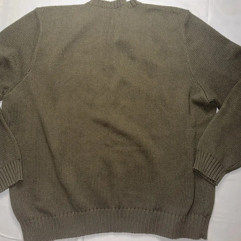 VTG Polo Ralph Lauren Knit Ribbed Pullover Sweater Mens XXL Cotton Olive Green